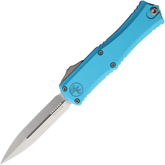 Microtech 1702M10TQ Auto Hera II Mini Stonewash Double Edge Dagger OTF Knife Turquoise Handles