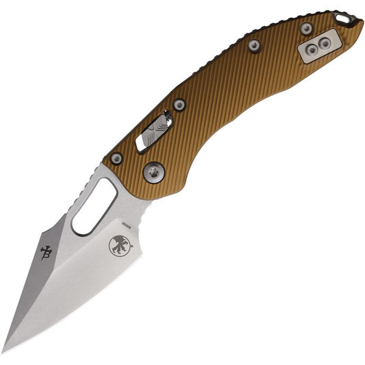 Microtech 16901 Stitch Single Edge Stonewash Ram-Lock Knife Knife Tan Handles