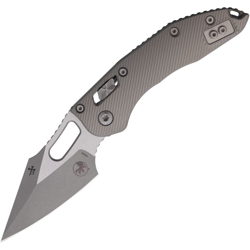 Microtech 16586 Stitch Apocalyptic Single Edge Ram-Lok Knife Knife Gray Fluted Handles