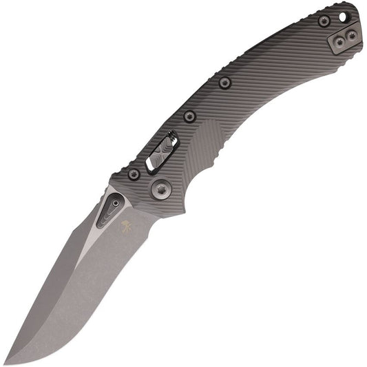 Microtech 16538 Amphibian Apocalyptic Single Edge Ram-Lok Knife Gray Aluminum Handles