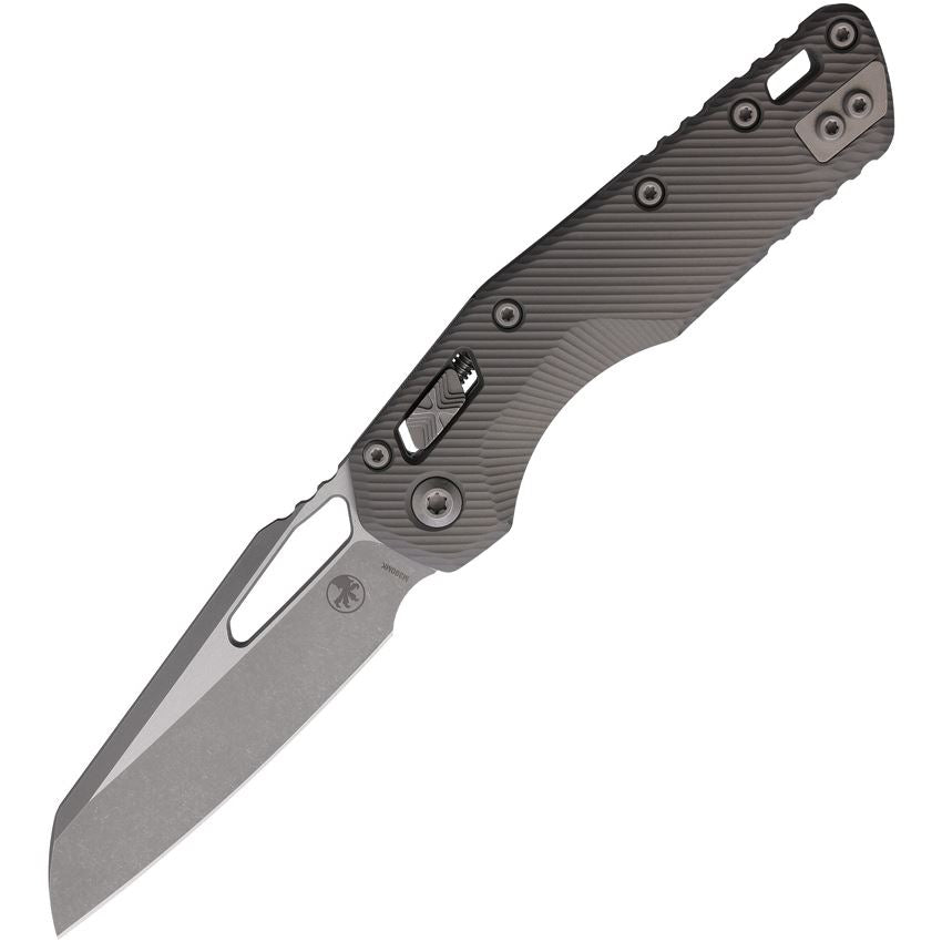 Microtech 21010APFLNC MSI Apocalyptic Ram-Lok Knife Gray Fluted Handles