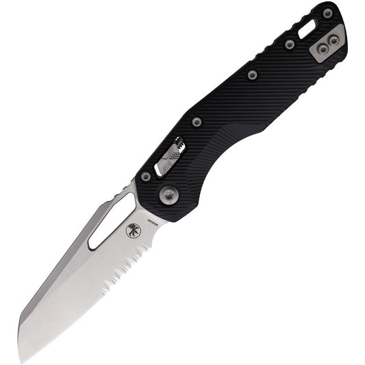 Microtech 21011FL MSI Part Serrated Stonewash Ram-Lock Knife Black Handles