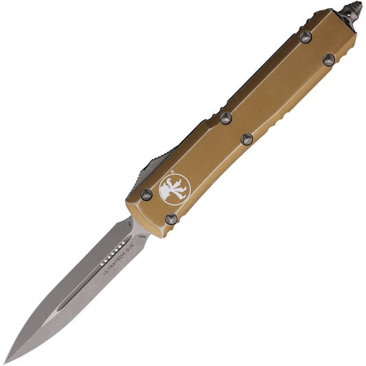 Microtech 12210DTA Auto Ultratech Apocalyptic Double Edge Dagger OTF Knife Distressed Tan Handles