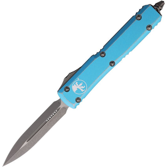 Microtech 12210DTQ Auto Ultratech Apocalyptic Double Edge Dagger OTF Knife Distressed Turquoise Handles