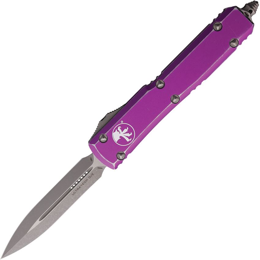 Microtech 12210DVI Auto Ultratech Apocalyptic Double Edge Dagger OTF Knife Distressed Violet Handles