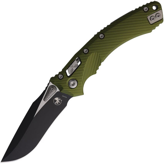 Microtech 16656 Amphibian Two-Tone Single Edge Ram-Lok Knife OD Green Fluted Handles