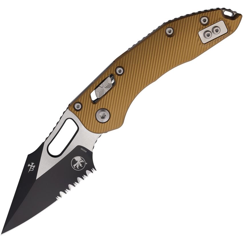 Microtech 16518 Stitch Part Serrated Single Edge Two-Tone Ram-Lok Knife Knife Tan Handles