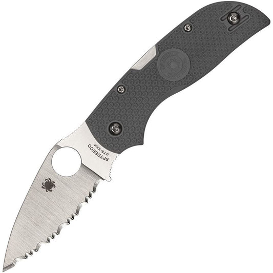 Spyderco 152SGY Chaparral LWT Serrated Satin Lockback Knife Gray Handles