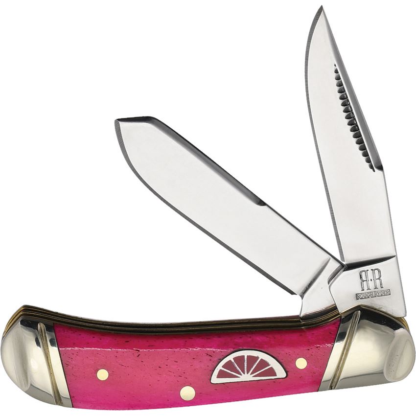 Rough Rider 2658 Tiny Trapper Knife Pink Smooth Bone Handles