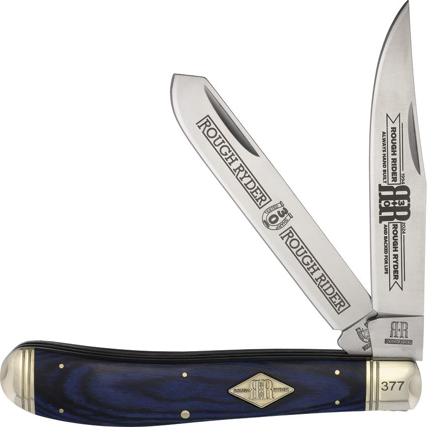 Rough Rider 2647 30th Anniversay Trapper Knife Blue Handles