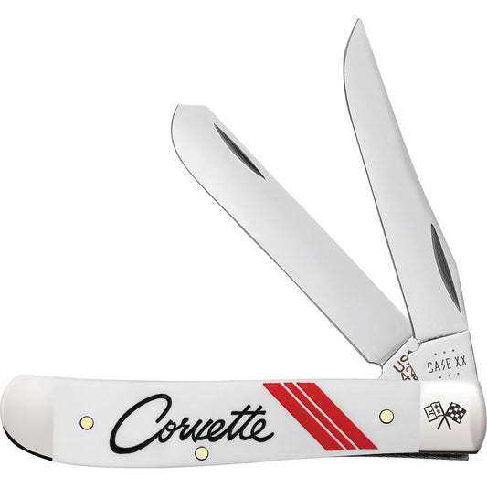 Case XX 33716 Corvette Mini Trapper Knife White Smooth Handles