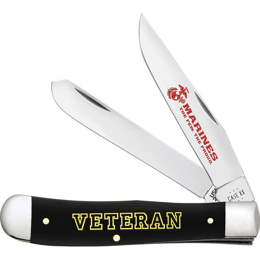 Case XX 13203 USMC Veteran Trapper Knife Black Handles