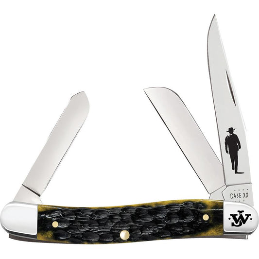 Case XX 10713 John Wayne Stockman Knife Olive Jigged Bone Handles