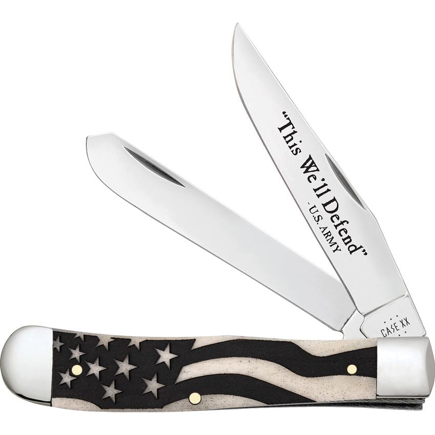 Case XX 15053 U.S. Army Trapper Knife Natural Bone Handles