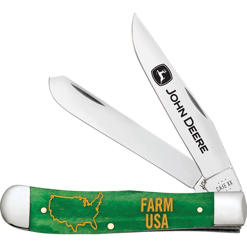 Case XX 15794 John Deere Trapper Knife Green Smooth Bone Handles