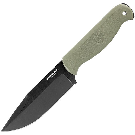 Condor 183149AGHC Fighter Black Carbon Steel Fixed Blade Knife Army Green Handles