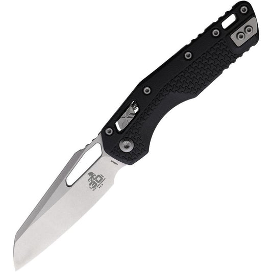 Microtech 210T10PMBK30 MSI 30th Anniversary Part Serrated Stonewash Sheepsfoot Ram Lok Knife Black Tri-Grip Handles