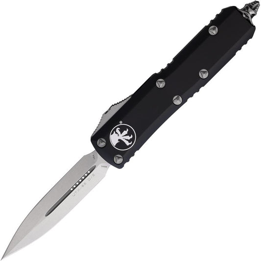 Microtech 2321030 Auto UTX-85 30th Anniversary Stonewash Double Edge Dagger OTF Knife Black Handles