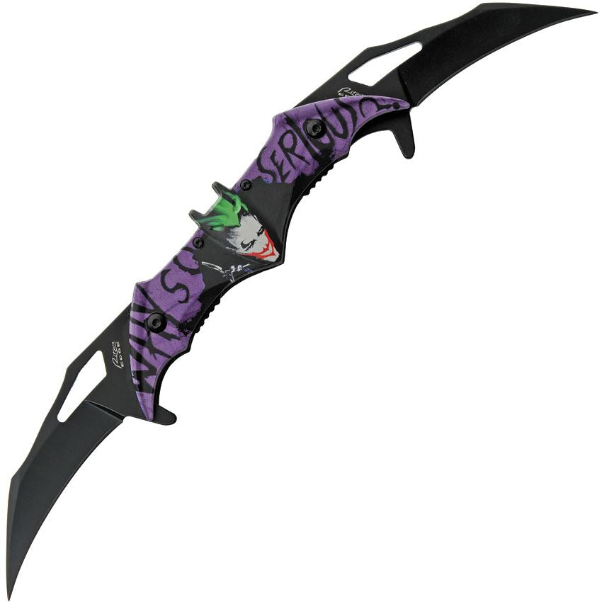 Rite Edge 300609PU Why So Serious Assist Open Black Linerlock Knife Black/Purple Handles