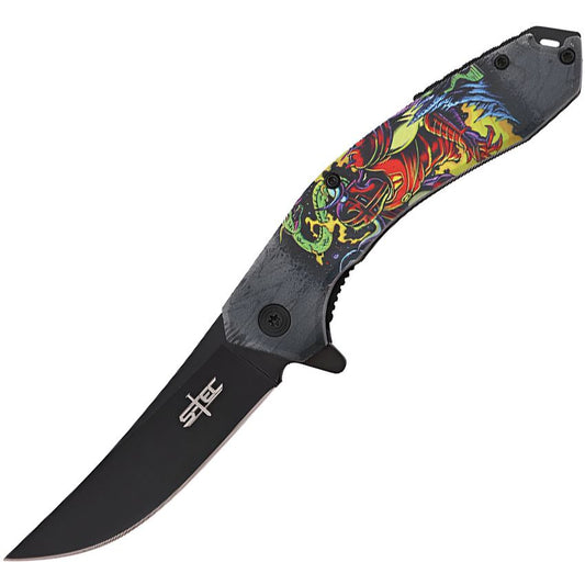 S-TEC 2712101 Knight Assist Open Linerlock Knife Black Handles