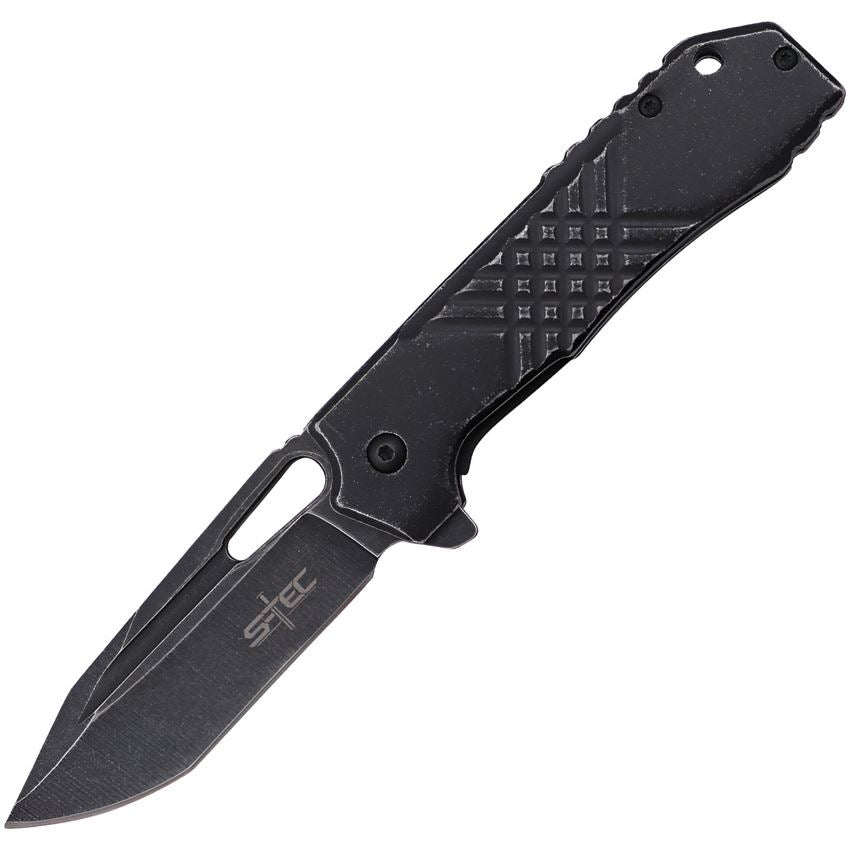 S-TEC 271284BK Assist Open Black Stonewash Linerlock Knife Black Handles