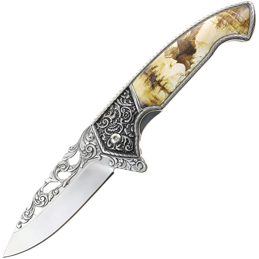 S-TEC 27801EG Wildlife Assist Open Framelock Knife Eagle Handles