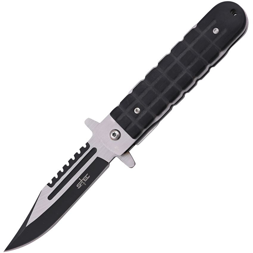 S-TEC 271282BK Assist Open Two-Tone Linerlock Knife Black Wood Handles