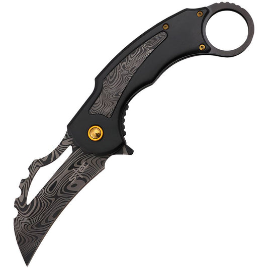 S-TEC 27208BK Karambit Assist Open Linerlock Knife Black Handles