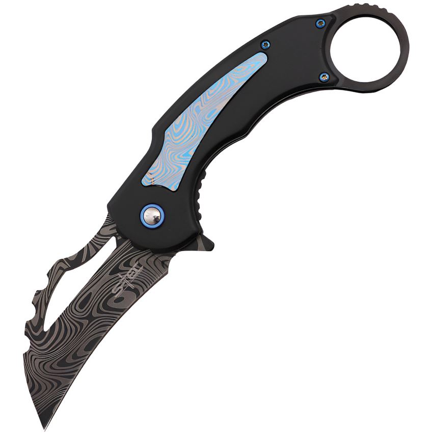 S-TEC 27208BL Karambit Assist Open Linerlock Knife Blue Handles