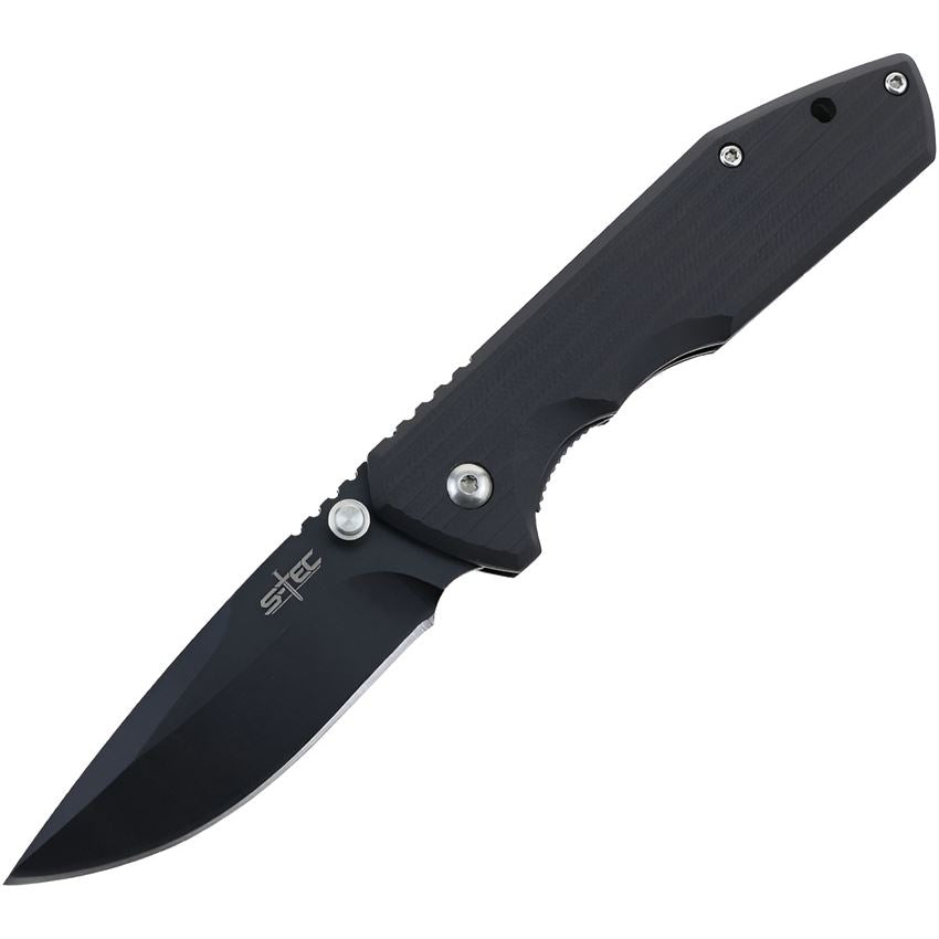 S-TEC S019 Assist Open Black Linerlock Knife Black Handles