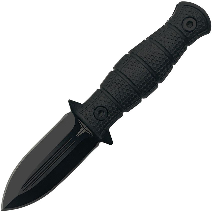 Takumitak 3S04 Little Buddy Black Double Edge Spear Point Fixed Blade Knife Black Handles