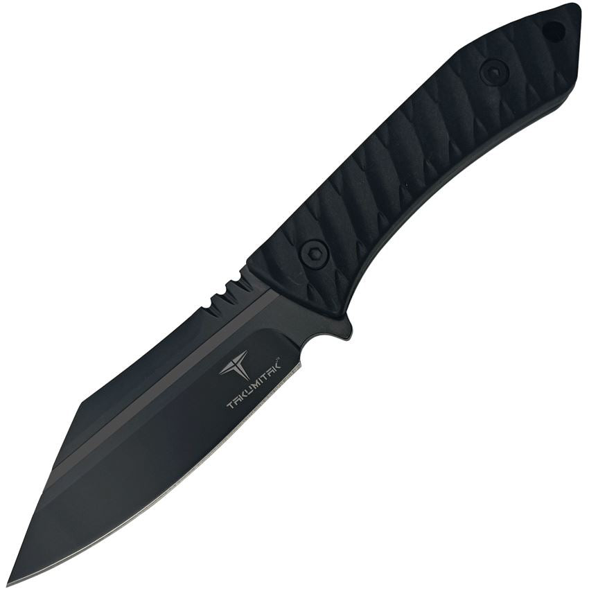 Takumitak 318 Asym Black Sheepsfoot Fixed Blade Knife Black Handles