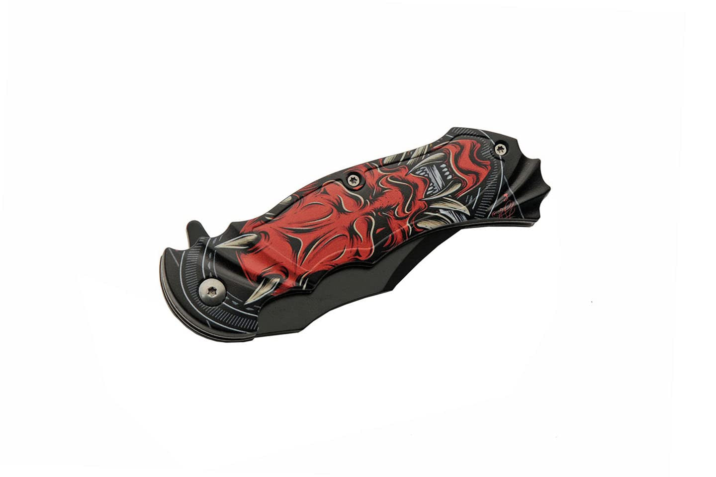 8” Red Demon Assisted Open EDC Folding Knife with Pocket Clip