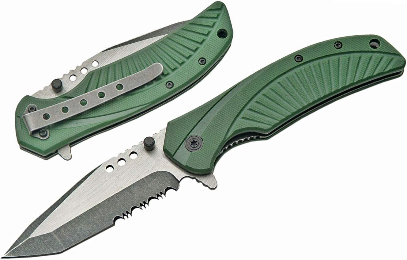 Men’S Gift 4.5” Green Tactical, Camping, Hunting, Survival, Indoor and Outdoor Activity Assisted Open Folding Knife