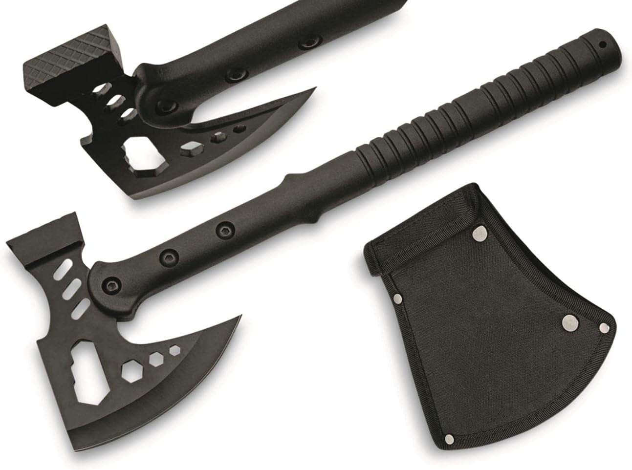 16.25” Black Multipurpose Outdoor Camping Survival Hammer Hatchet Axe with Nylon Sheath 211557 Back