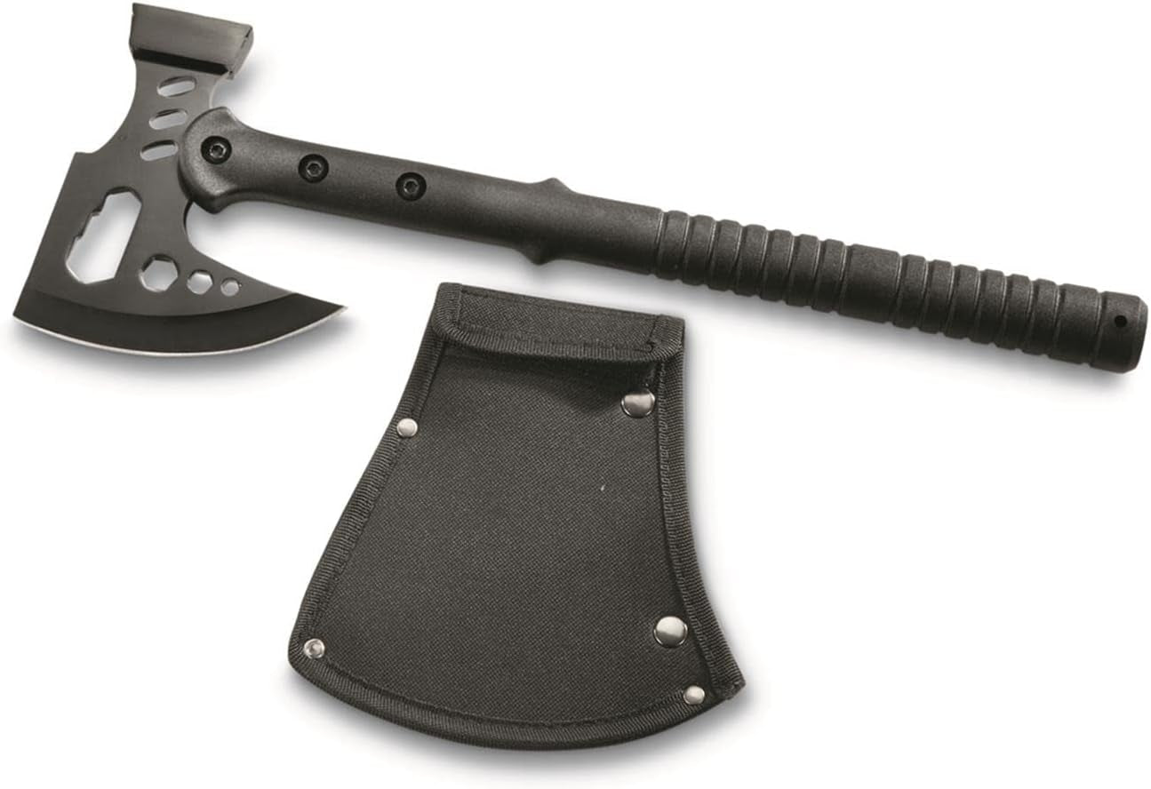 16.25” Black Multipurpose Outdoor Camping Survival Hammer Hatchet Axe with Nylon Sheath 211557 Back