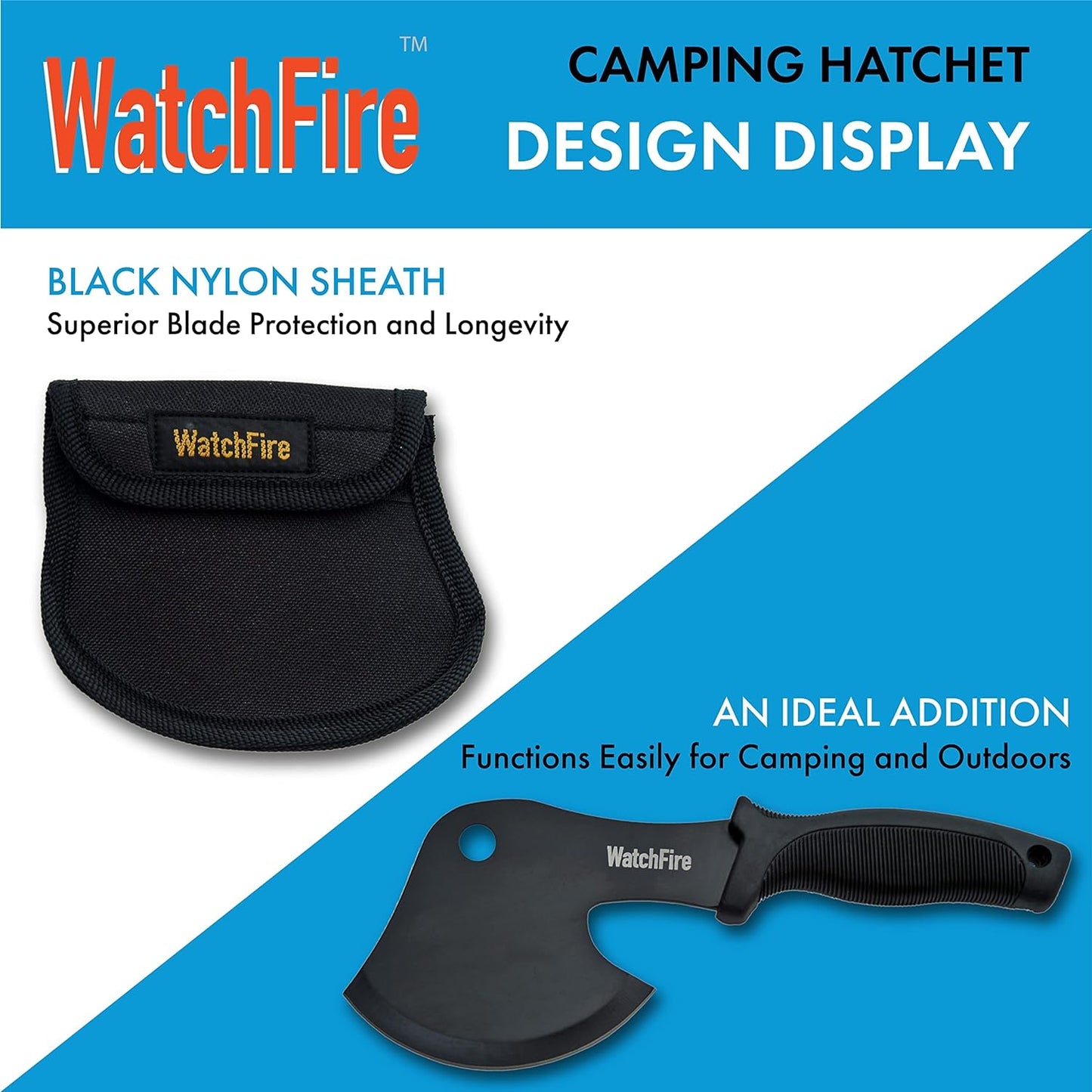 Watchfire 10” Black Camping/Survival Axe-Head Hatchet with Nylon Sheath (210921)