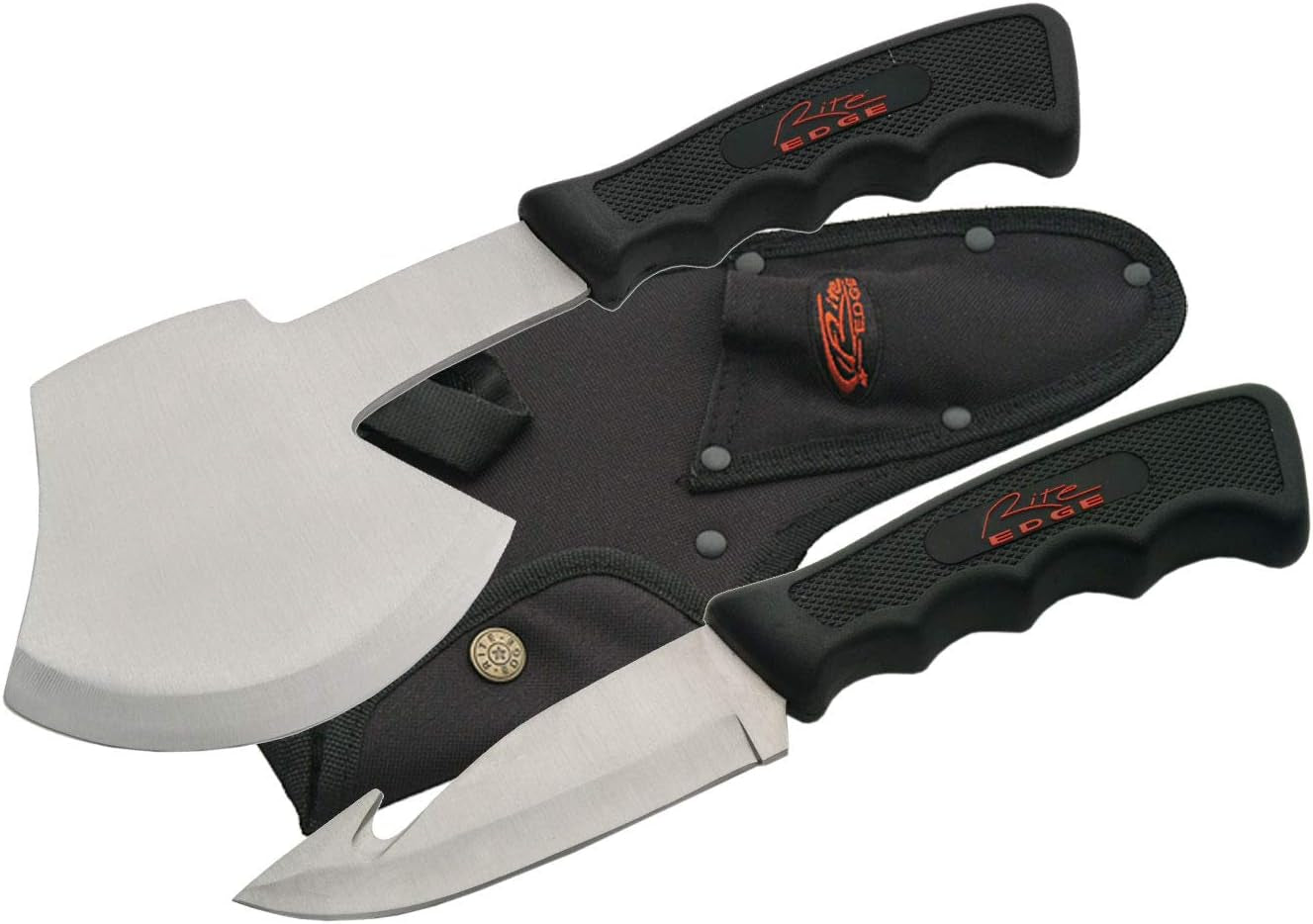 Szco Supplies Gut Hook and Hatchet Combination Hunting/Survival Knife Set, Black