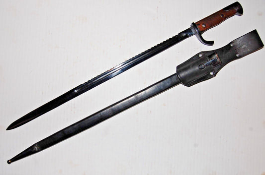 German M1898 Butcher Saw Back Sword Bayonet with Scabbard & Frog - High-Quality Reproduction