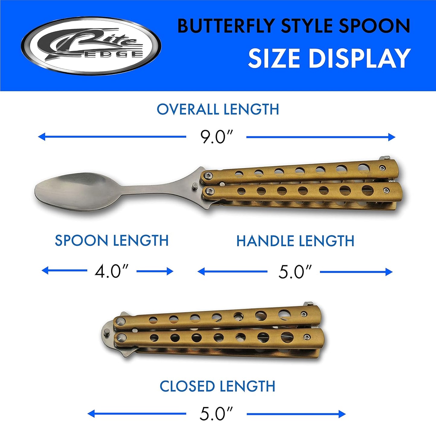 9” Gold Finished Butterfly-Open Style Travel/Camping Spoon