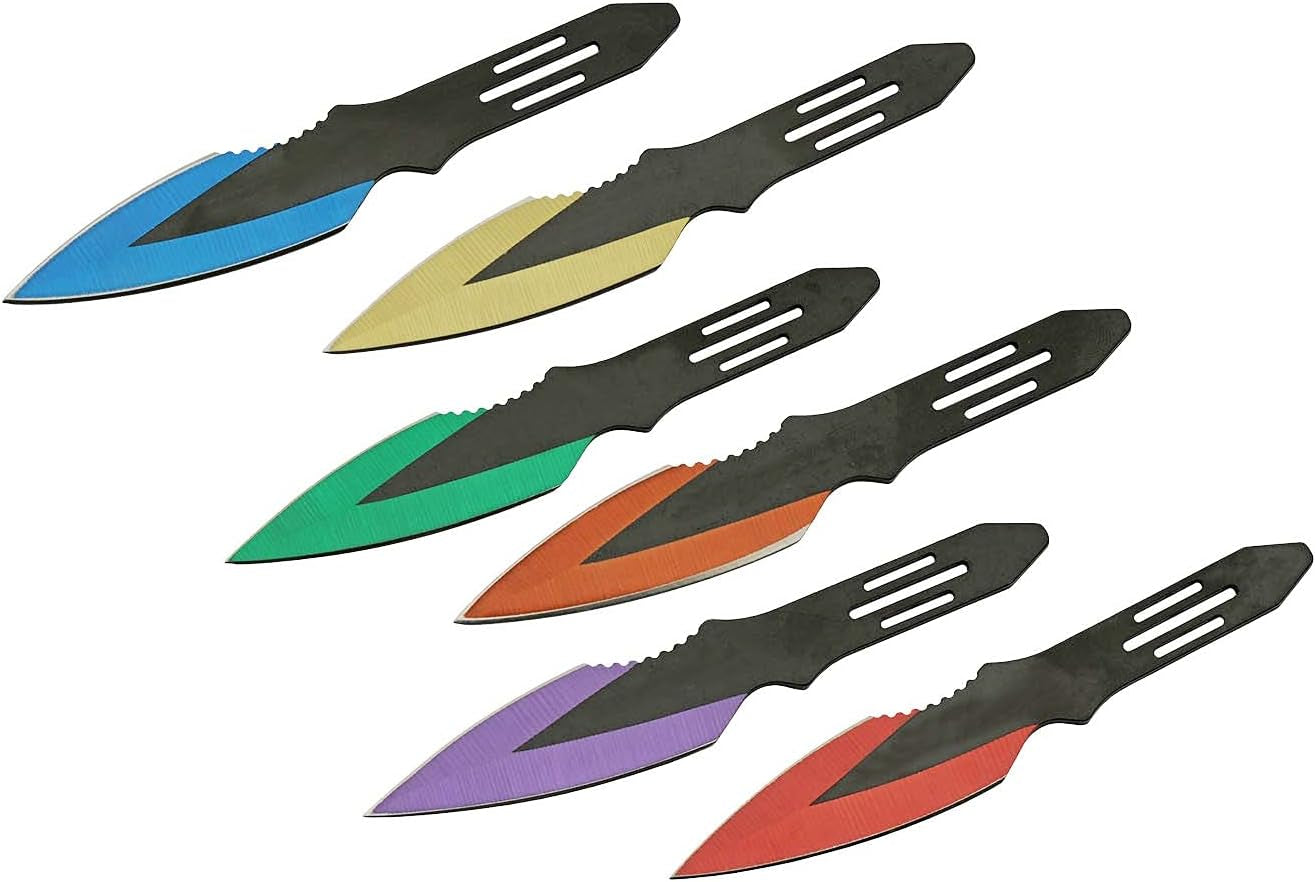 5.5” Thunderbolt 6 Piece Multicolored Mini Throwing Knife Set with Case,211534