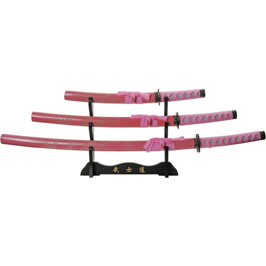 China Made Pink Dragon Katana Set 3pc