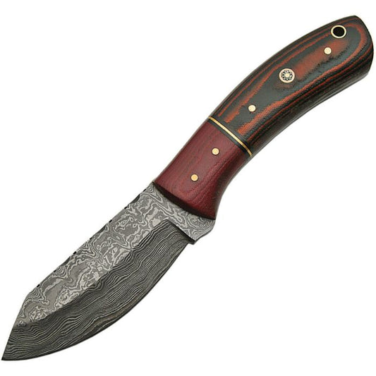 Damascus Skinner Burgundy Micarta