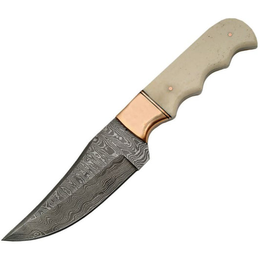 Damascus Fixed Copper/Bone Skinner