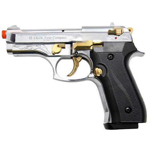 Firat Compact V92F Gold Engraved With Gold Fittings - Front Firing Blank Gun