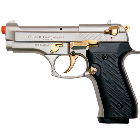 Firat Compact V92F Satin Finish With Gold Fittings - Front Firing Blank Gun