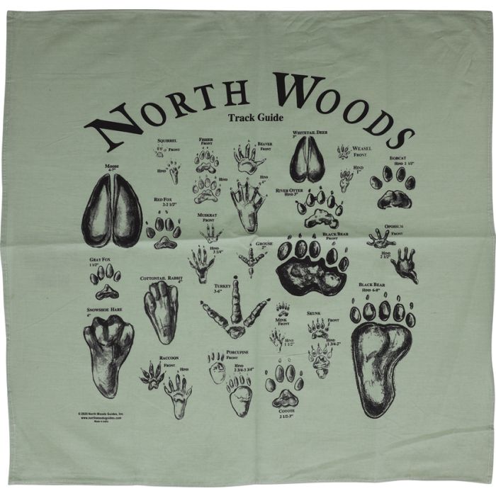 North Woods Field Guides Animal Track Bandana Green