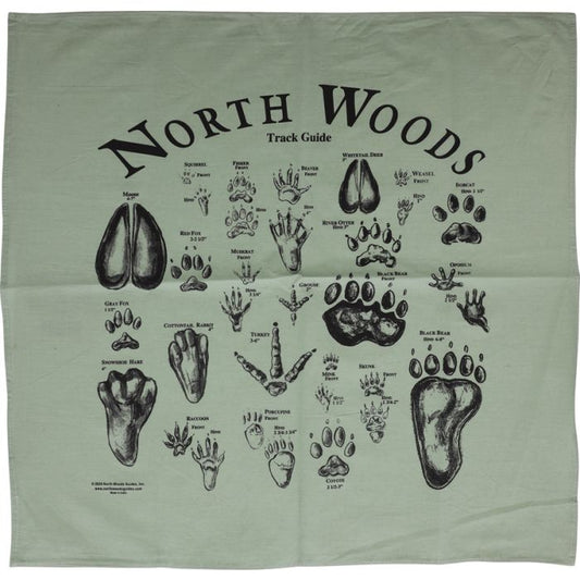 North Woods Field Guides Animal Track Bandana Green