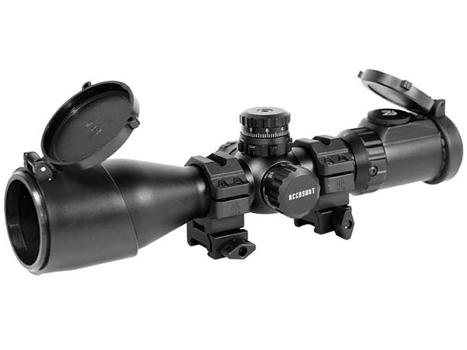 Leapers 3-12X44 AO SWAT Compact Accushot Rifle Scope, EZ-TAP, Illuminated Mil-Dot Reticle, 1/4 MOA, 30mm Tube, See-Thru Weaver Rings