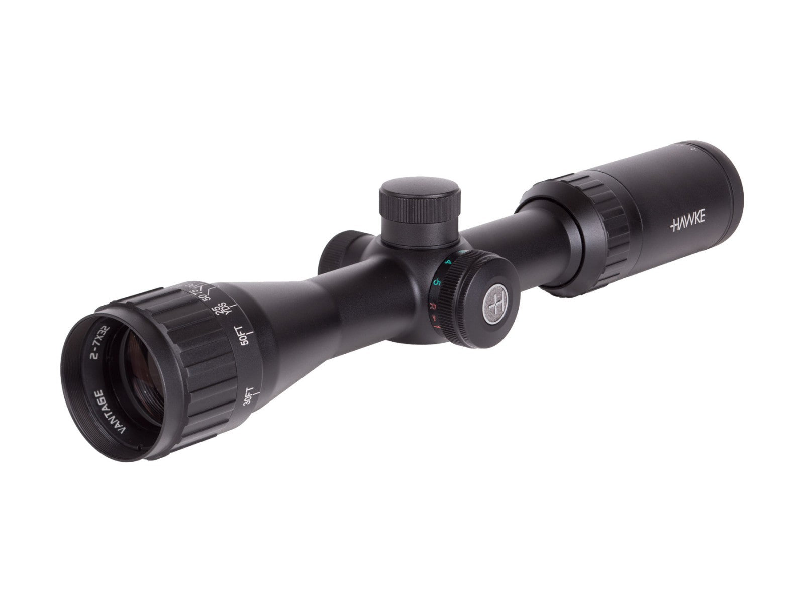 Hawke Sport Optics HD IR Series 2-7x32 AO Rifle Scope, Illuminated Mil-Dot Reticle, 1/4 MOA, 1&quot; Tube